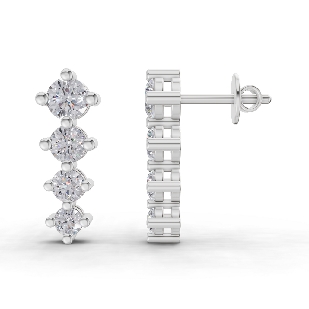1.42 Carat Four-Stone Vertical Diamond Drop Earring 14K - White Gold