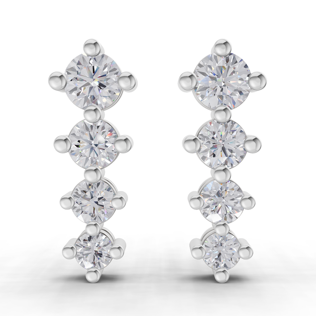 1.42 Carat Four-Stone Vertical Diamond Drop Earring 14K - White Gold