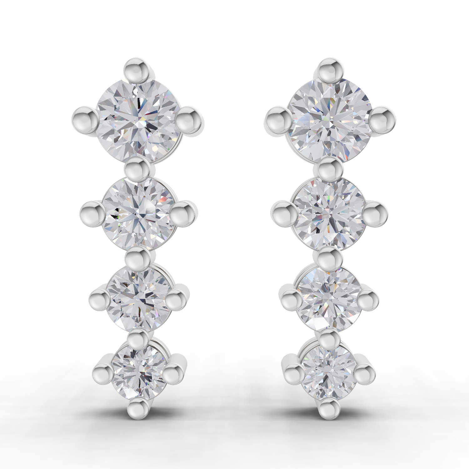 1.42 Carat Four-Stone Vertical Diamond Drop Earring 14K - White Gold