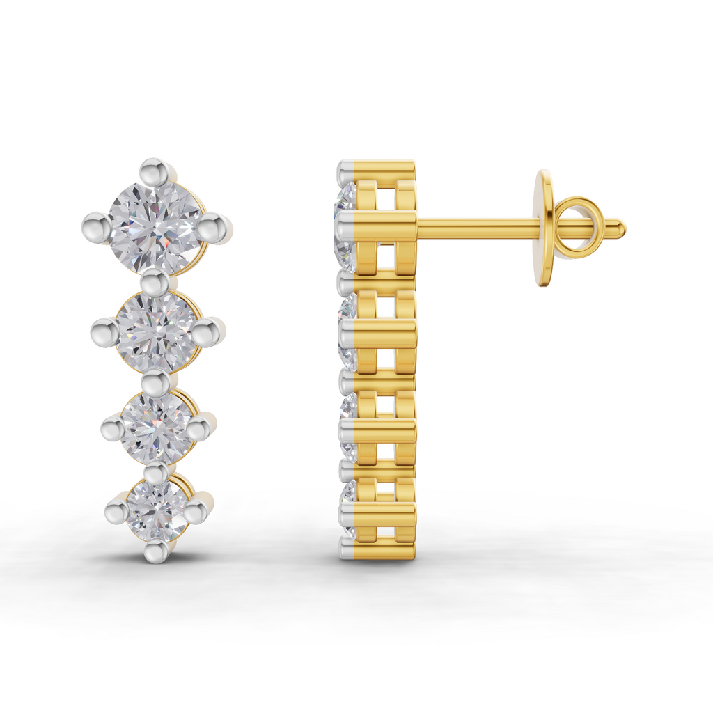 1.42 Carat Four-Stone Vertical Diamond Drop Earring 14K