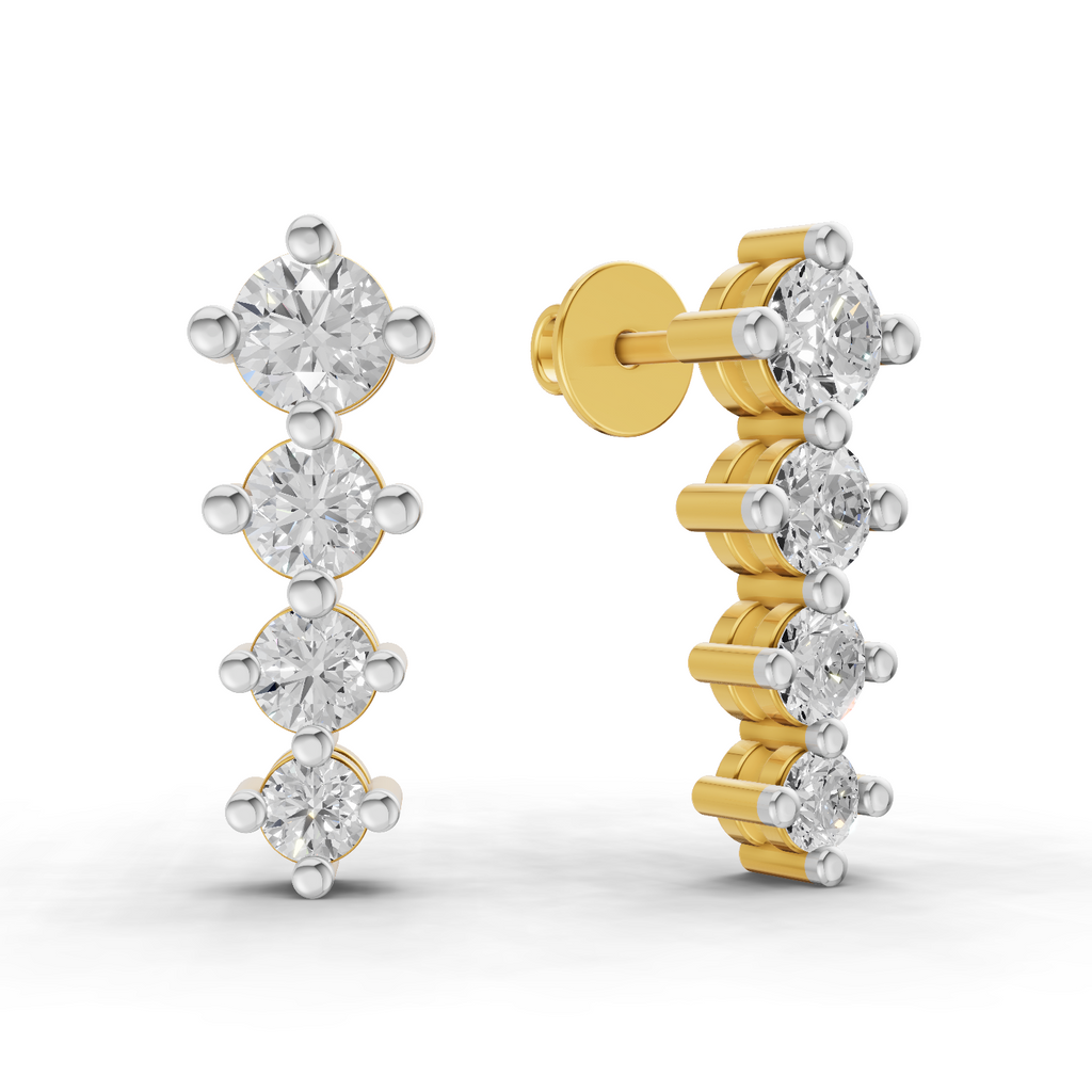 1.42 Carat Four-Stone Vertical Diamond Drop Earring 14K