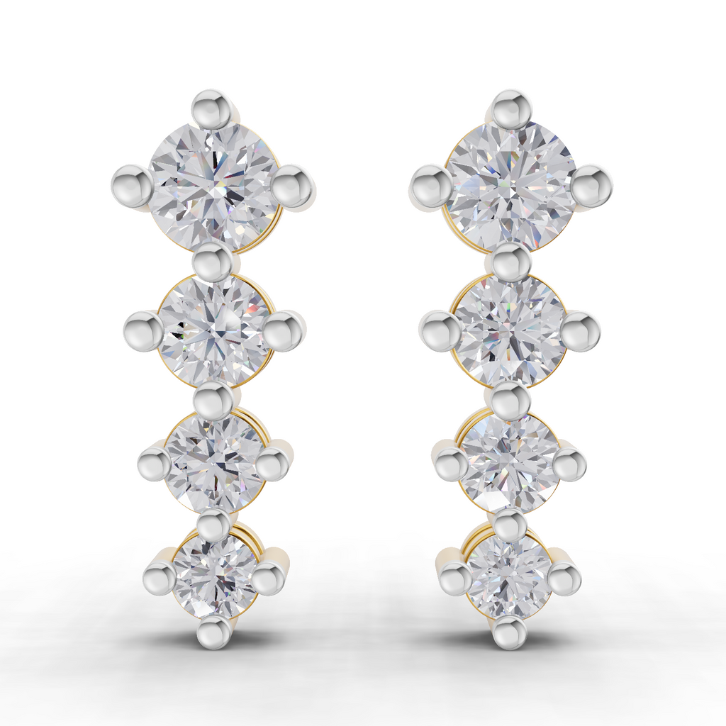 1.42 Carat Four-Stone Vertical Diamond Drop Earring 14K
