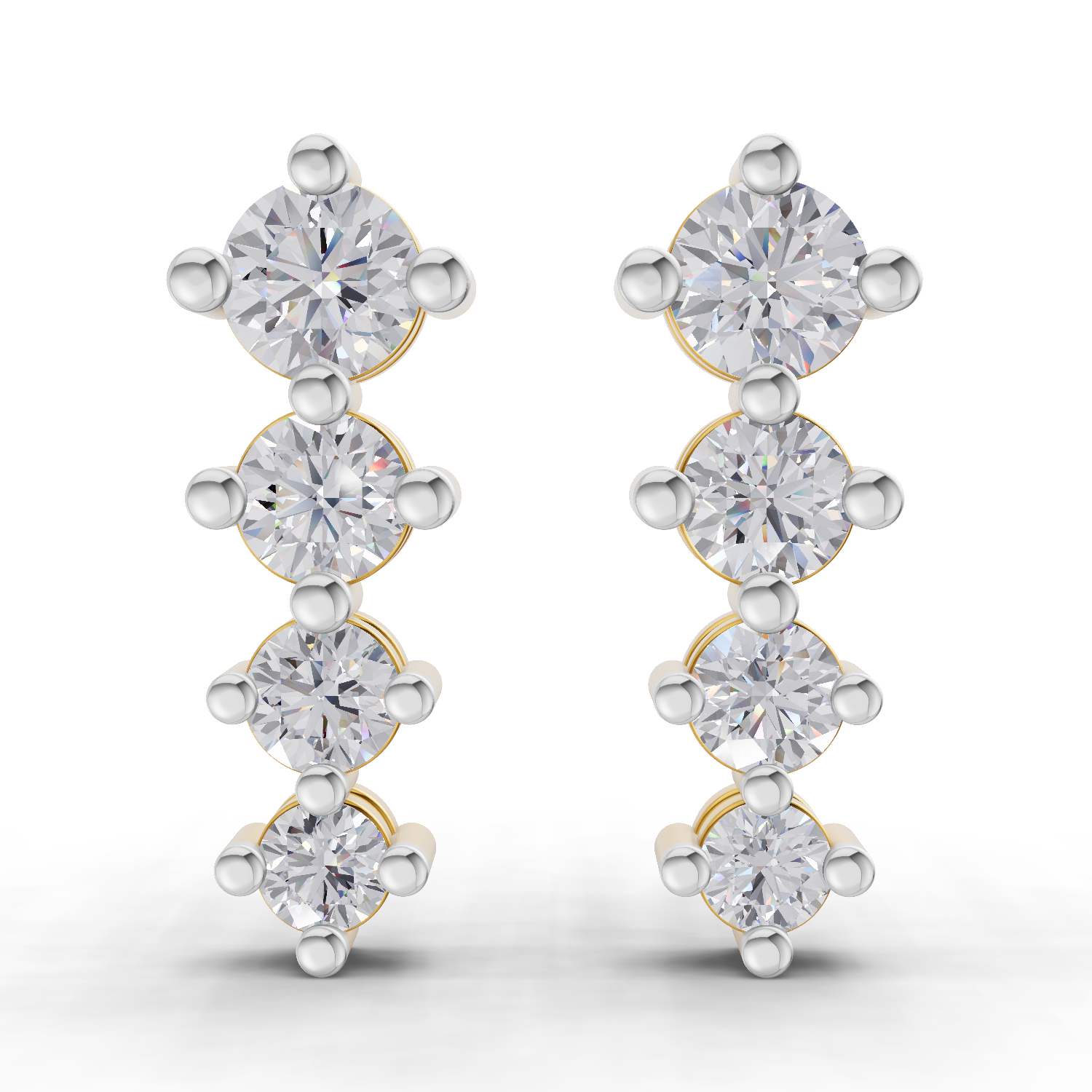 1.42 Carat Four-Stone Vertical Diamond Drop Earring 14K