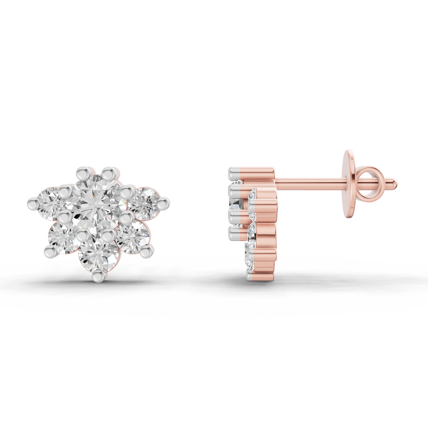 1.38 Carat Celeste Bloom Studs Earrings 14K - Rose Gold