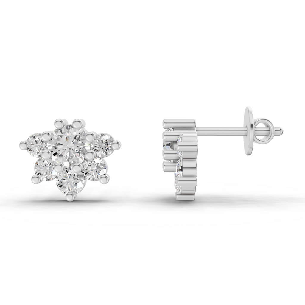 1.38 Carat Celeste Bloom Studs Earrings 14K - White Gold