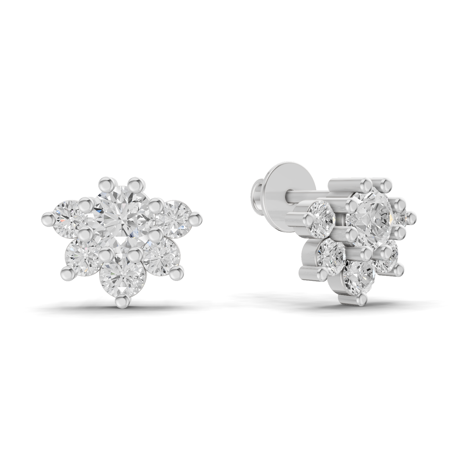 1.38 Carat Celeste Bloom Studs Earrings 14K - White Gold