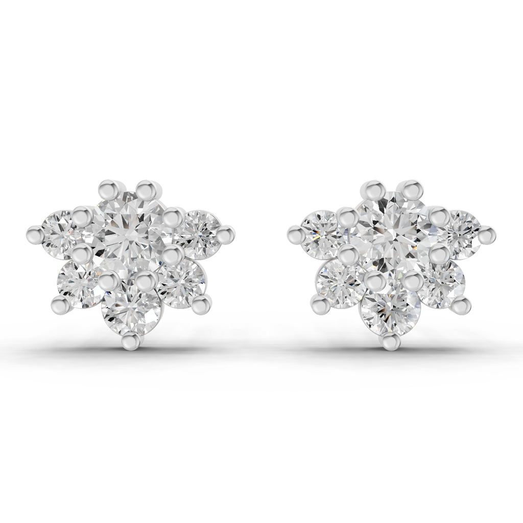 1.38 Carat Celeste Bloom Studs Earrings 14K - White Gold
