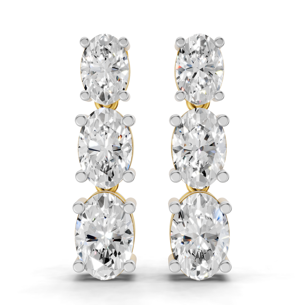 Lab Grown Diamond 4.49 Carat Oval Diamond Linear Earring 14KY