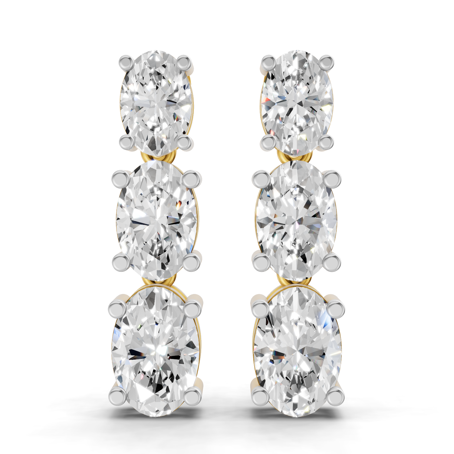 Lab Grown Diamond 4.49 Carat Oval Diamond Linear Earring 14KY