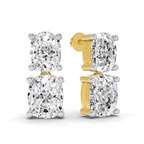 4.71 Carat 14K Gold Twin Cushion Radiance Stud Earring