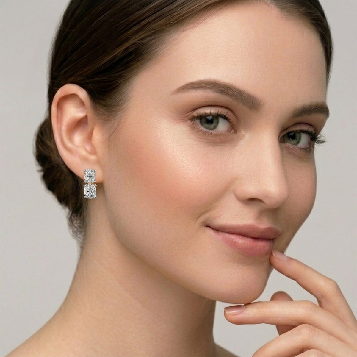 4.71 Carat 14K Gold Twin Cushion Radiance Stud Earring