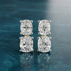 4.71 Carat 14K Gold Twin Cushion Radiance Stud Earring