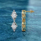 3.85 Carat 14K Gold Twin Marquise Radiance Stud Earring