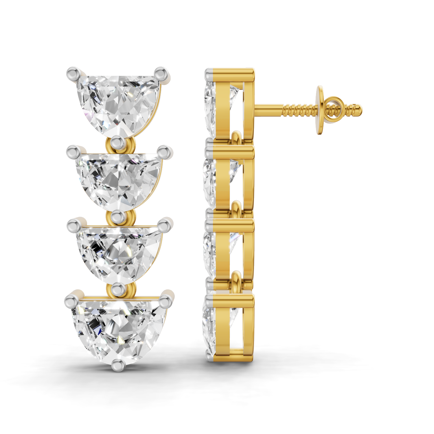 3.88 Carat 14K Gold Moonlit Curve Earrings
