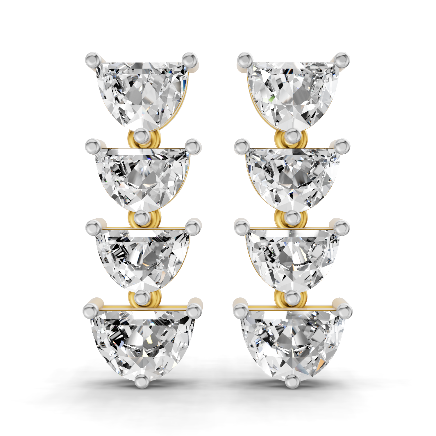 3.88 Carat 14K Gold Moonlit Curve Earrings
