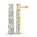 Lab Grown Diamond 6.21 Carat Emerald-Cut Linear Earring 14KY