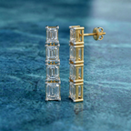 Lab Grown Diamond 6.21 Carat Emerald-Cut Linear Earring 14KY