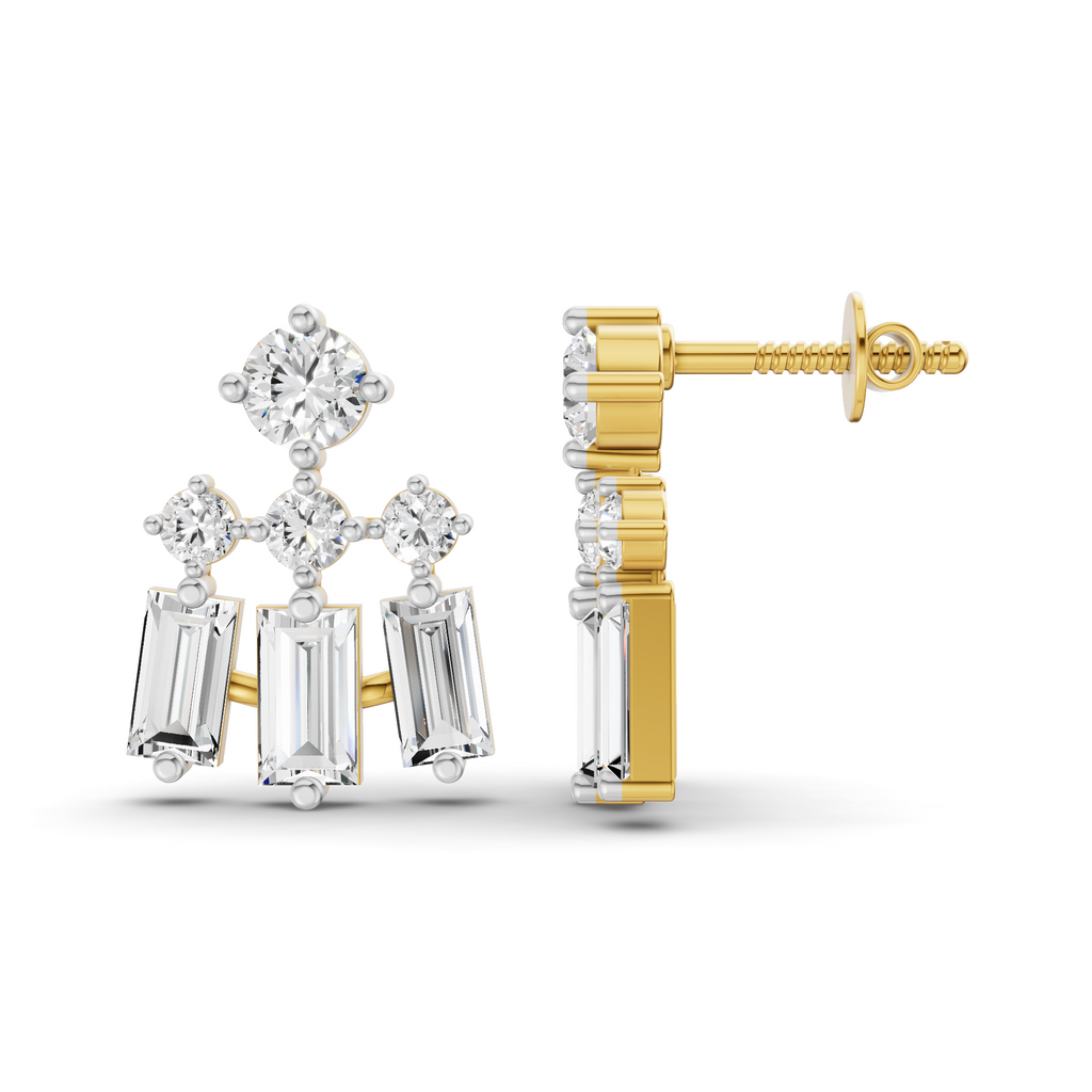 2.25 Carat 14K Gold Triple Baguette Drop