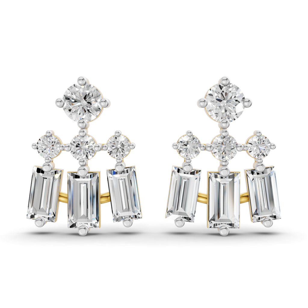 2.25 Carat 14K Gold Triple Baguette Drop