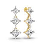 Lab Grown Diamond 4.53 Carat Princess-Cut Diamond Linear Earring 14KY