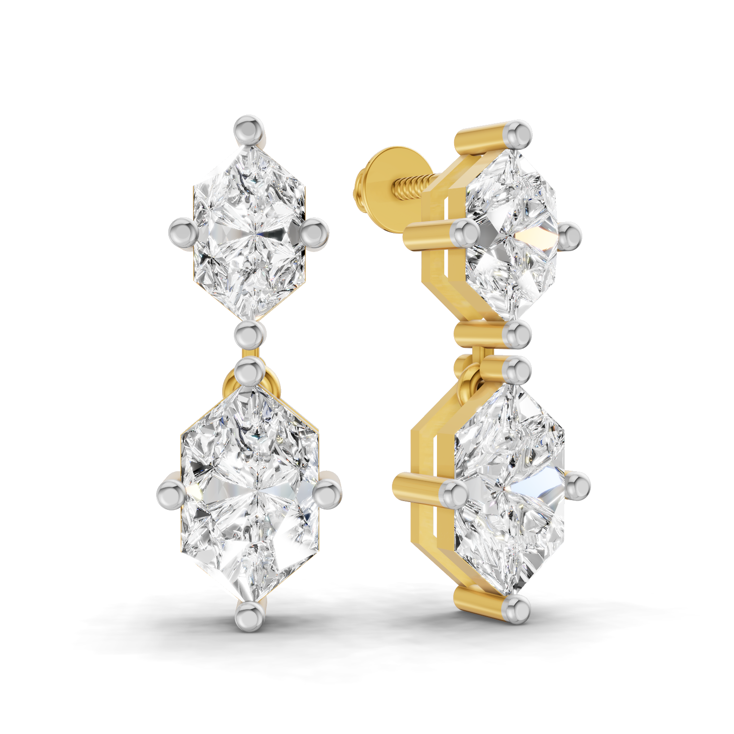 3.2 Carat 14K Gold Graceful Marquise Duet Earring