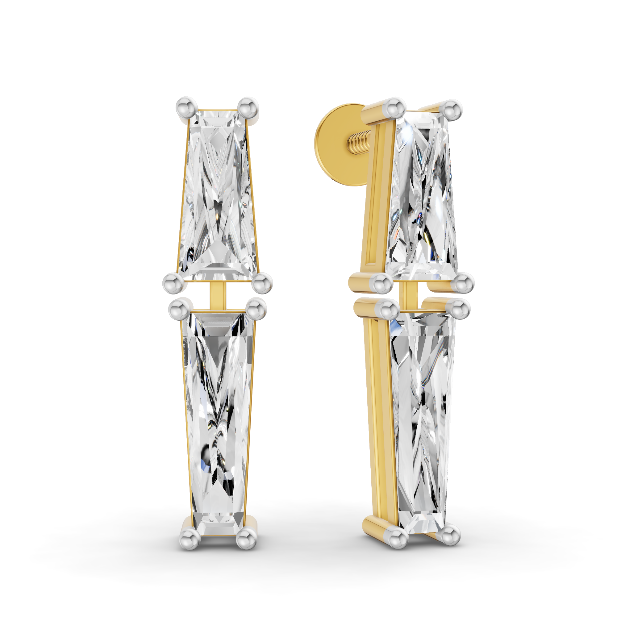 1.79 Carat 14K Gold Twin Baguette Cascade