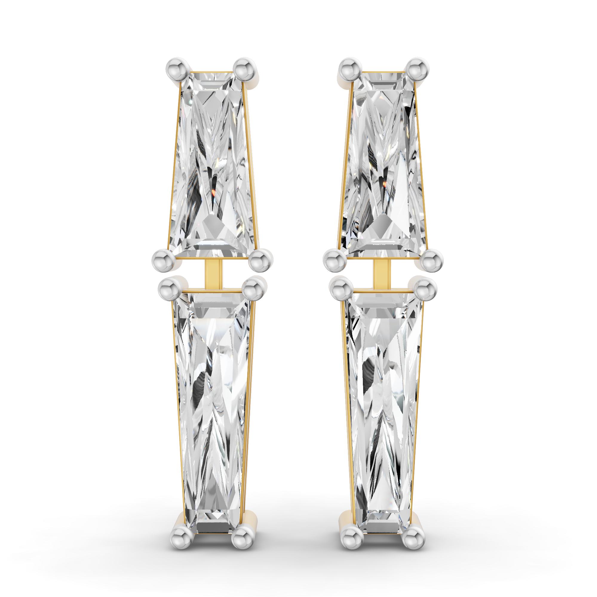 1.79 Carat 14K Gold Twin Baguette Cascade
