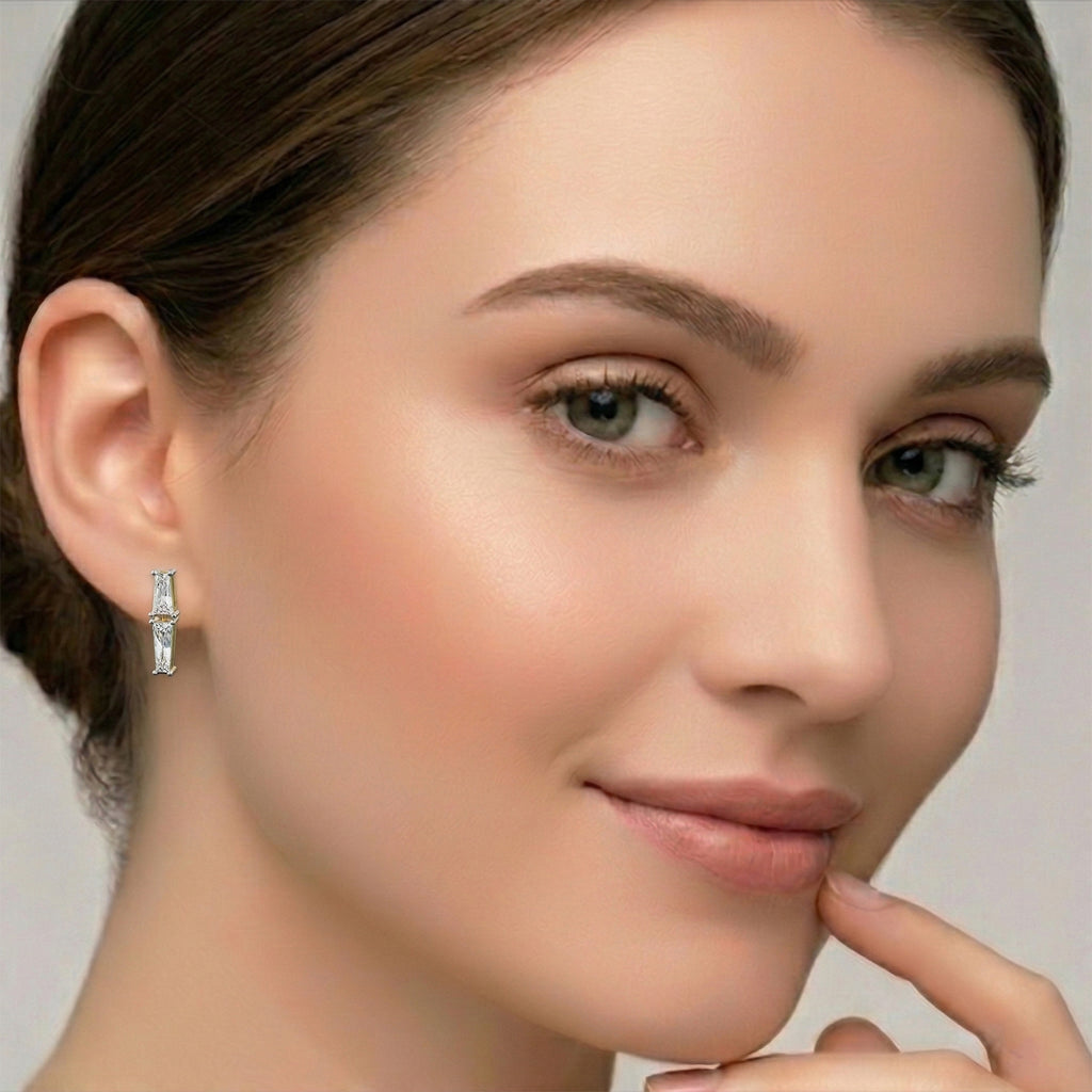 1.79 Carat 14K Gold Twin Baguette Cascade