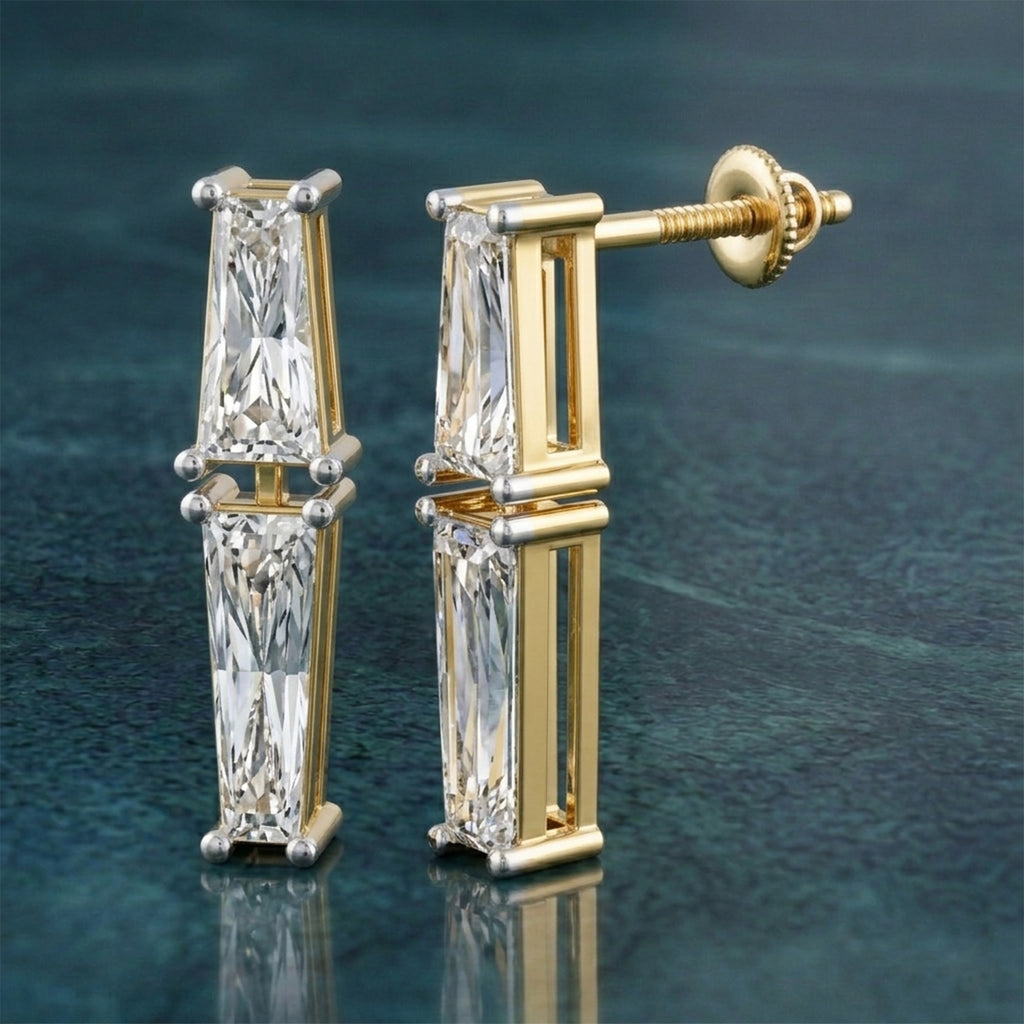 1.79 Carat 14K Gold Twin Baguette Cascade
