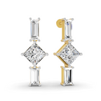 Lab Grown Diamond 6.38 Carat Princess-Cut Diamond Linear Earring 14KY