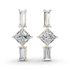 Lab Grown Diamond 6.38 Carat Princess-Cut Diamond Linear Earring 14KY
