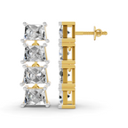 4.67 Carat 14K Gold Princess-Cut Square Earrings