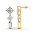 Lab Grown Diamond 4.91 Carat Princess-Cut Diamond Linear Earring 14KY