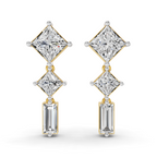 Lab Grown Diamond 4.91 Carat Princess-Cut Diamond Linear Earring 14KY