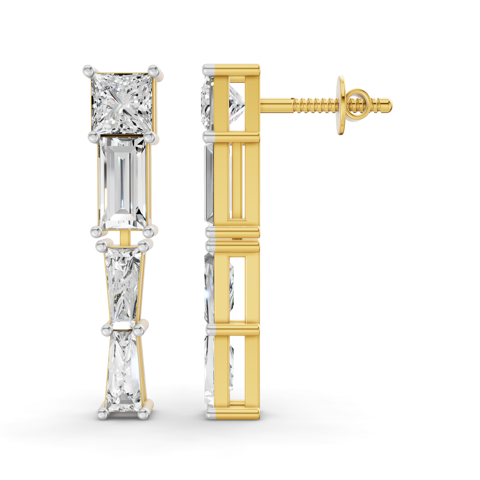 2.17 Carat 14K Gold Three-Stone Drop
