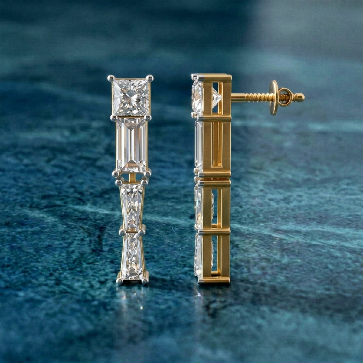 2.17 Carat 14K Gold Three-Stone Drop