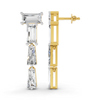 3.91 Carat 14K Gold Geometric Cascade Drop Earrings
