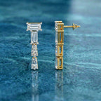 3.91 Carat 14K Gold Geometric Cascade Drop Earrings