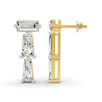 2.78 Carat 14K Gold Linear Prism Drop Earrings