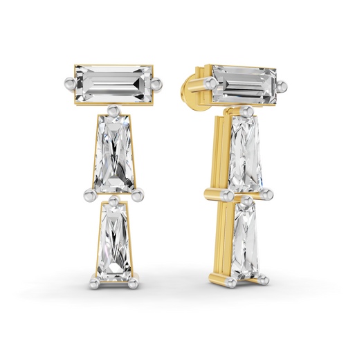 2.78 Carat 14K Gold Linear Prism Drop Earrings