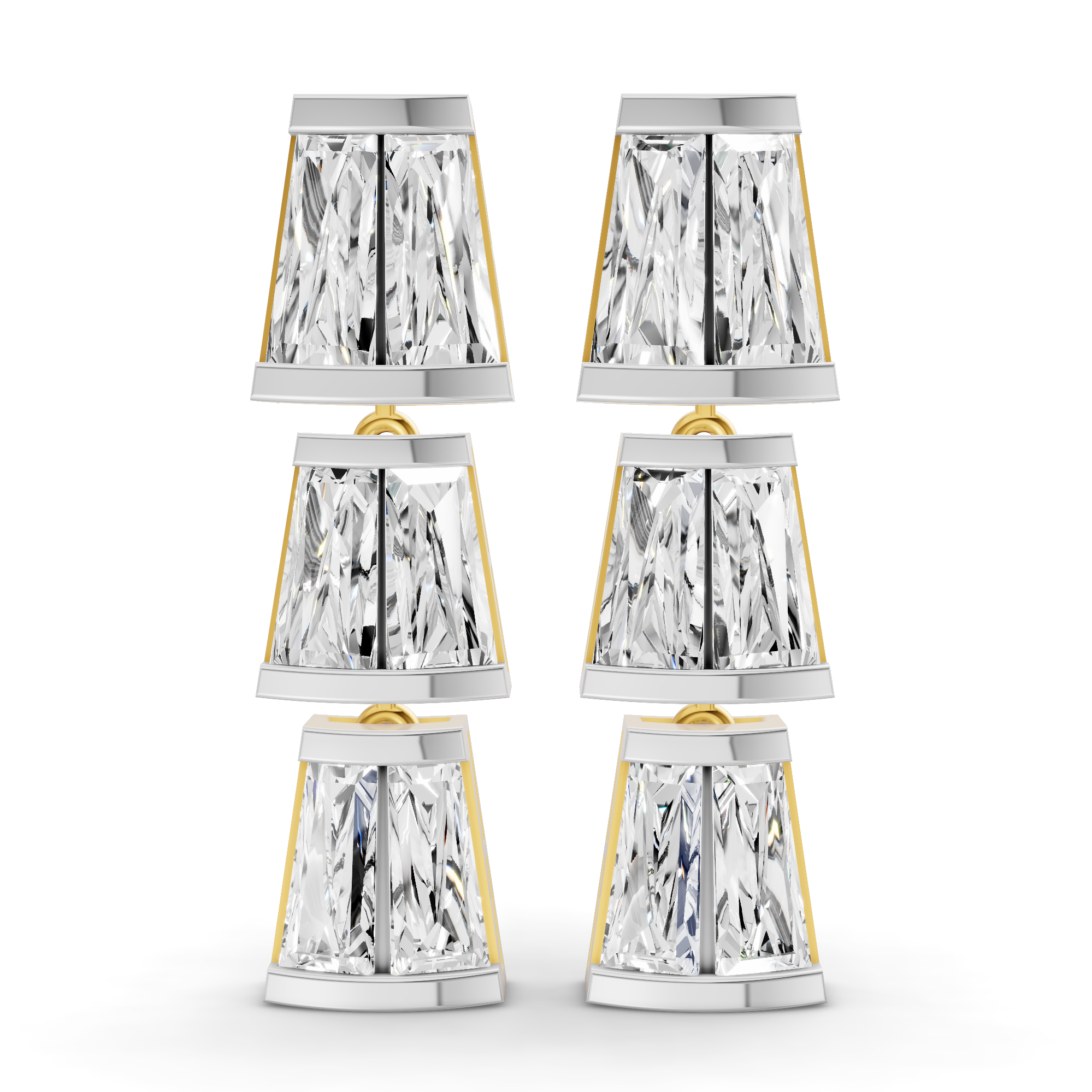 6.73 Carat 14K Gold Trilliant Cascade Drop Earrings
