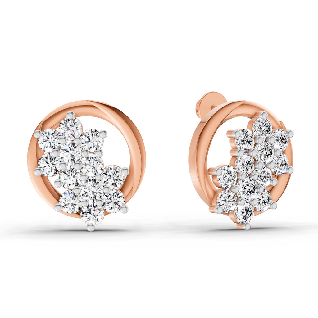1.82 Carat Cluster Diamond Earrings 14K - Rose Gold
