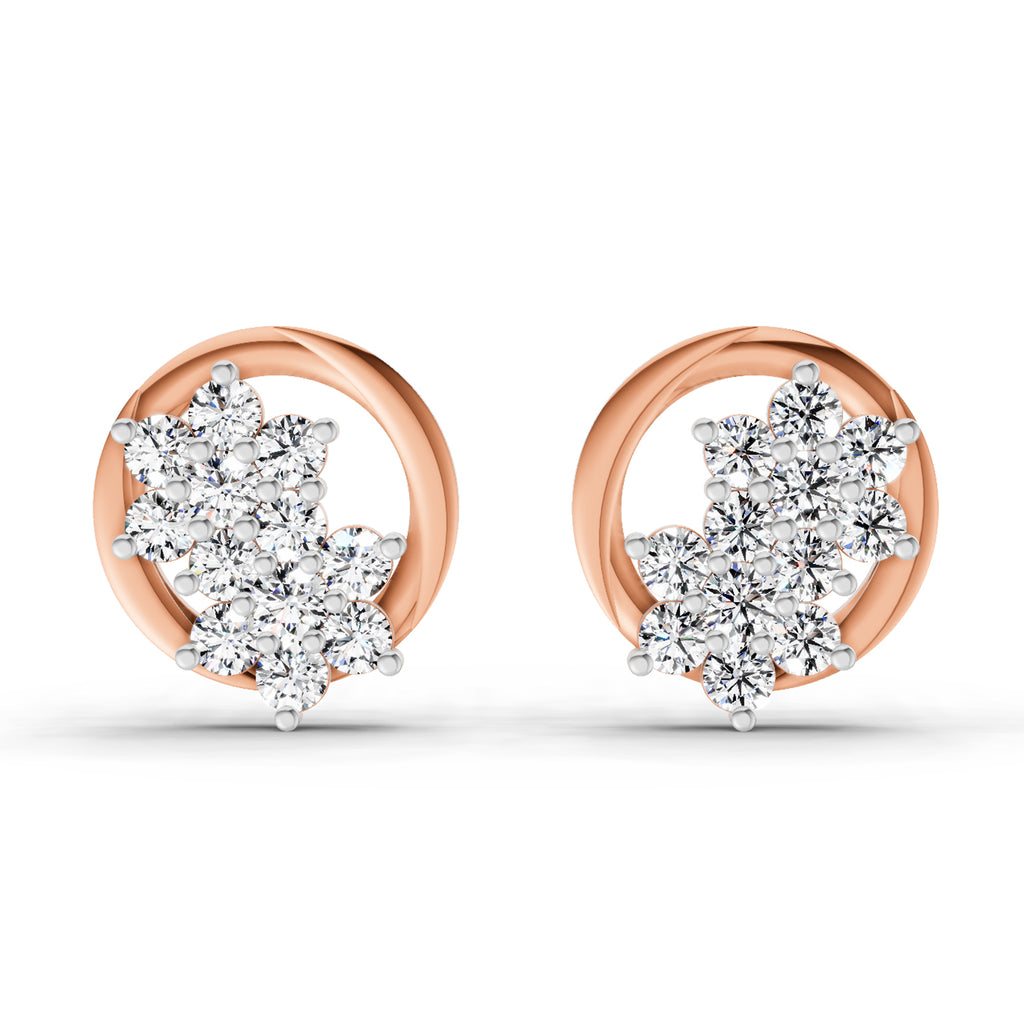 1.82 Carat Cluster Diamond Earrings 14K - Rose Gold