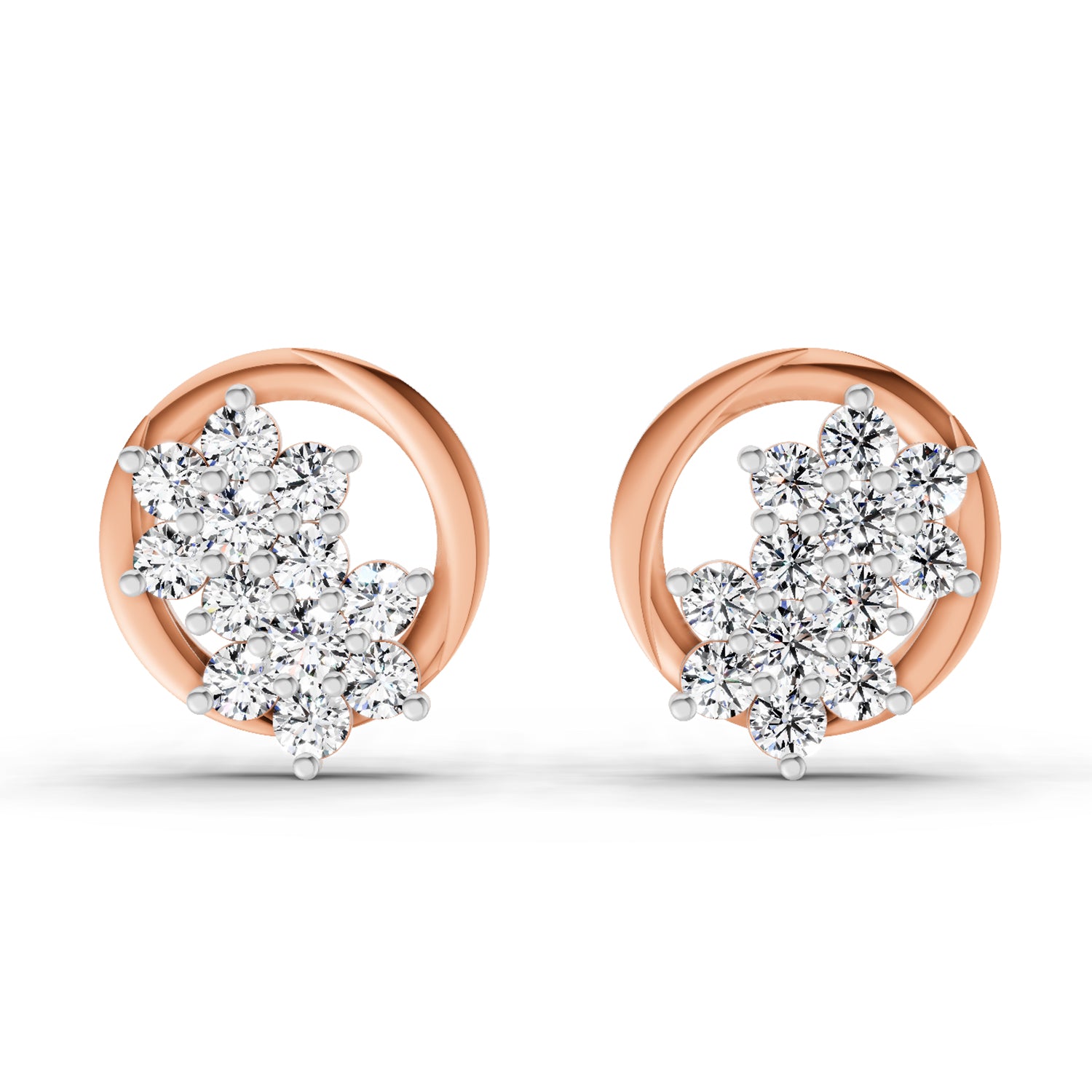 1.82 Carat Cluster Diamond Earrings 14K - Rose Gold