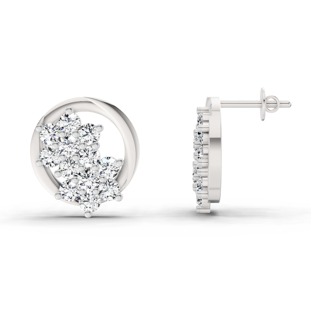 1.82 Carat Cluster Diamond Earrings 14K - White Gold