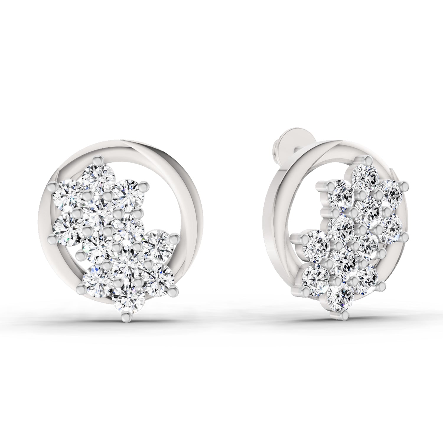 1.82 Carat Cluster Diamond Earrings 14K - White Gold