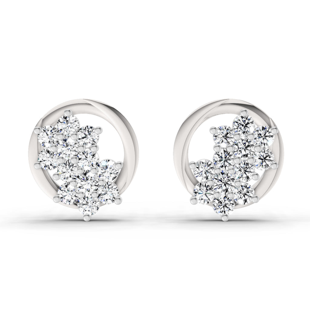 1.82 Carat Cluster Diamond Earrings 14K - White Gold