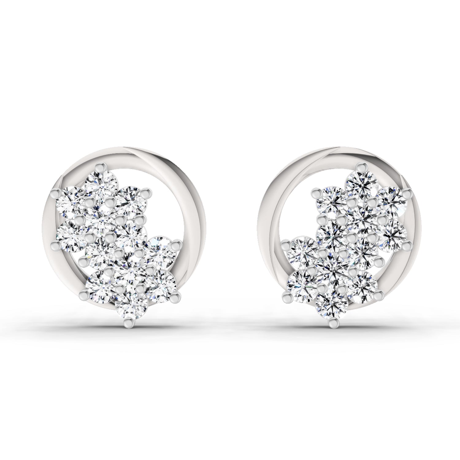 1.82 Carat Cluster Diamond Earrings 14K - White Gold