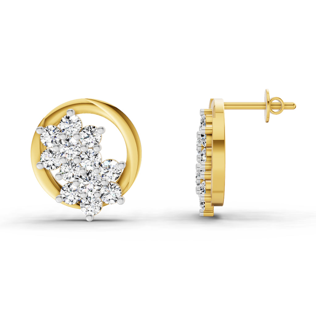1.82 Carat Cluster Diamond Earrings 14K