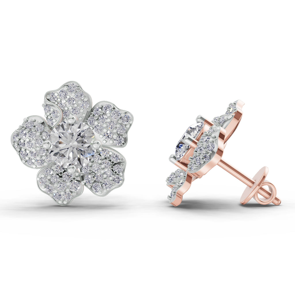 1.96 Carat Wildflower Diamond Earrings 14K - Rose Gold